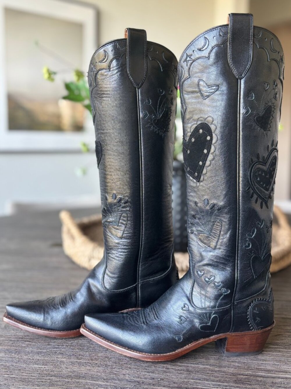 Miron Crosby Lilly Black Hearts Cowboy Western Boots. Excellent Condition - Picture 2 of 10